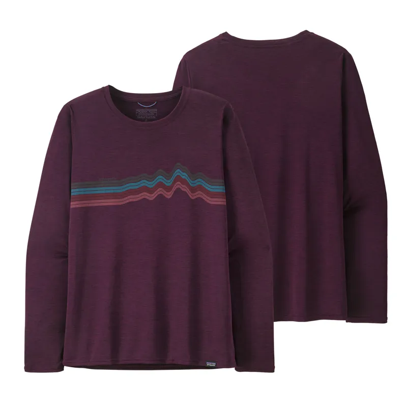 Patagonia Capilene Cool Womens Shirt in Ridge Rise Stripe: Night Plum X-Dye